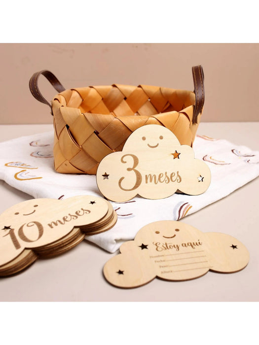 1 juego de marcadores de madera con forma de nube para bebés de 1 a 12 meses - Quierox - Tienda Online