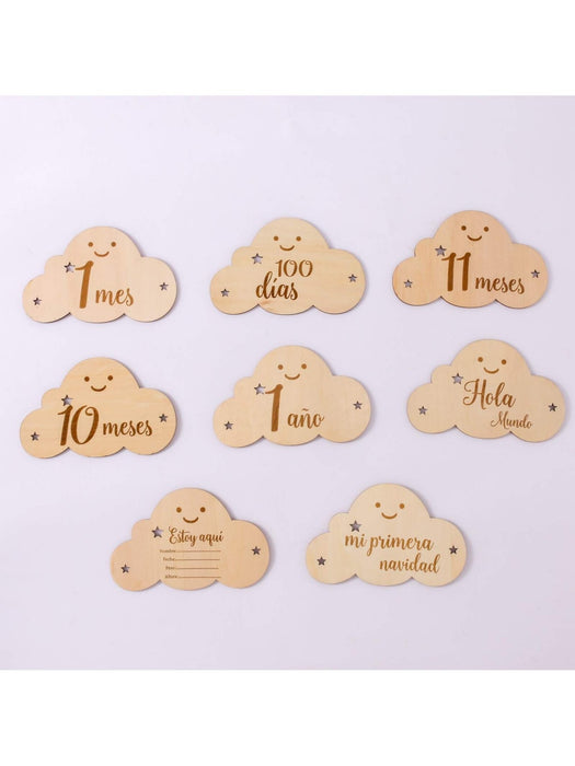 1 juego de marcadores de madera con forma de nube para bebés de 1 a 12 meses - Quierox - Tienda Online