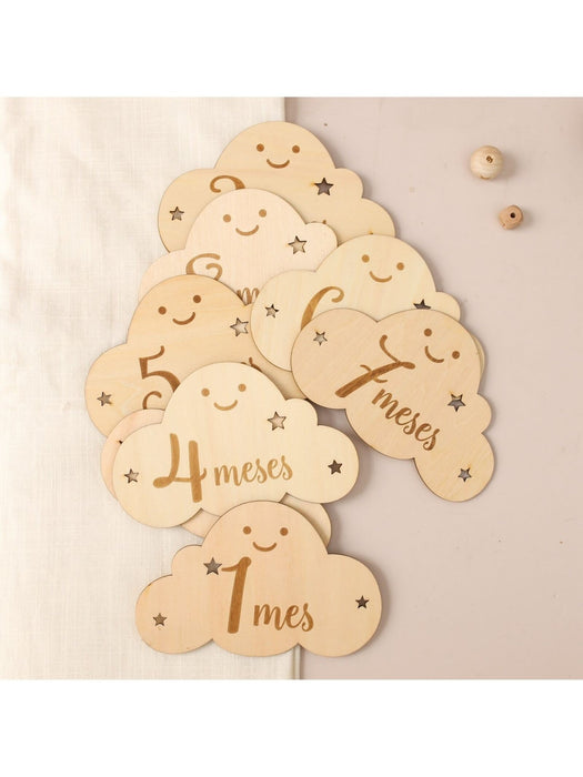 1 juego de marcadores de madera con forma de nube para bebés de 1 a 12 meses - Quierox - Tienda Online