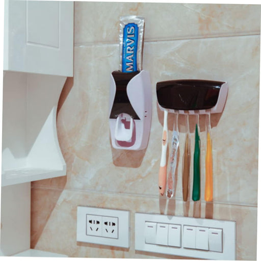 1 juego soporte para cepillo de dientes y exprimidor de pasta de dientes de dos tonos - Quierox - Tienda Online