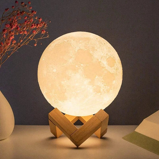 1 Lámpara de luna de 8 cm, luz nocturna LED a pilas con soporte, decoración de dormitorio - Quierox - Tienda Online