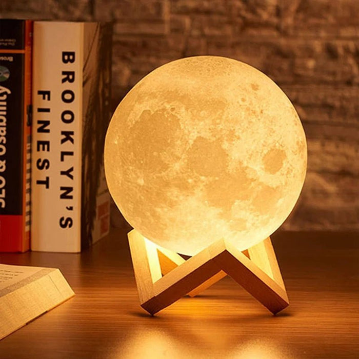 1 Lámpara de luna de 8 cm, luz nocturna LED a pilas con soporte, decoración de dormitorio - Quierox - Tienda Online