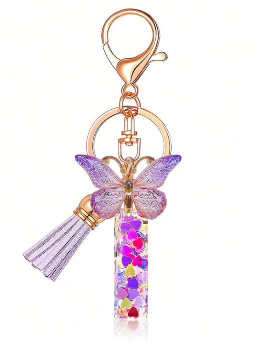1 llavero con inicial de la letra Y para mujer, borla de mariposa morada - Quierox - Tienda Online