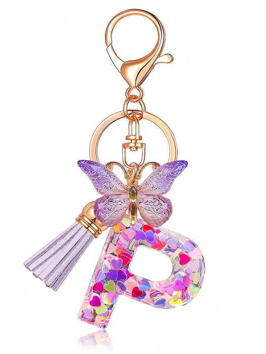 1 llavero con inicial de la letra Y para mujer, borla de mariposa morada - Quierox - Tienda Online
