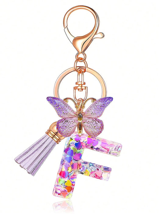 1 llavero con inicial de la letra Y para mujer, borla de mariposa morada - Quierox - Tienda Online