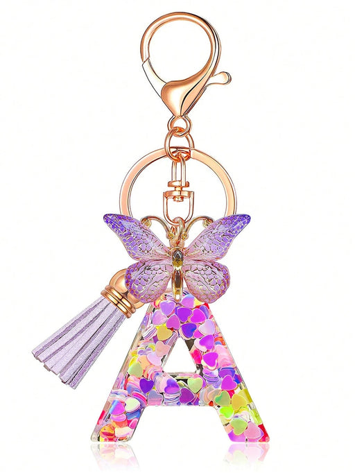 1 llavero con inicial de la letra Y para mujer, borla de mariposa morada - Quierox - Tienda Online