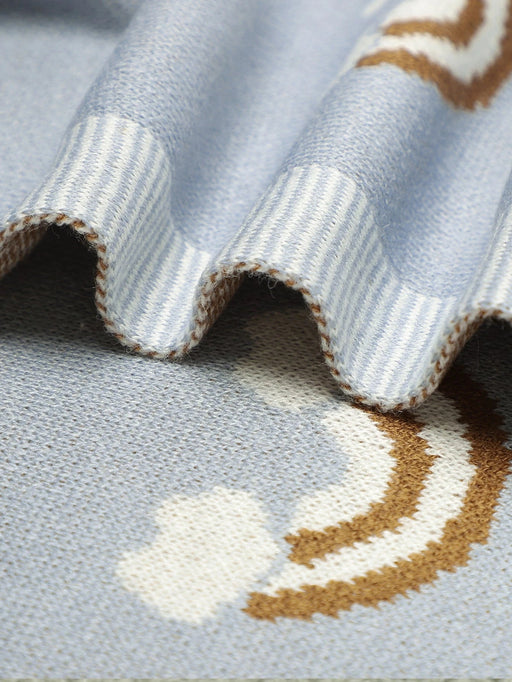 1 manta de bebé de punto azul claro con patrón de arcoíris para todas las estaciones - Quierox - Tienda Online