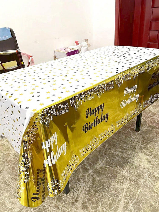 1 mantel desechable de plástico impermeable con texto impreso en inglés para fiestas - Quierox - Tienda Online