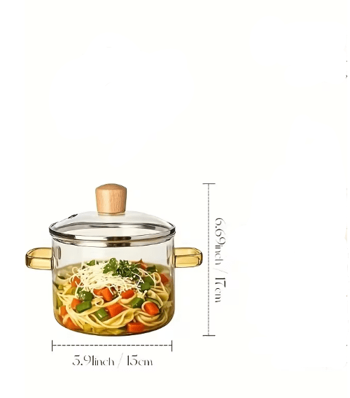 1 olla a baja temperatura de borosilicato resistente al calor con cubierta y doble asa - Quierox - Tienda Online