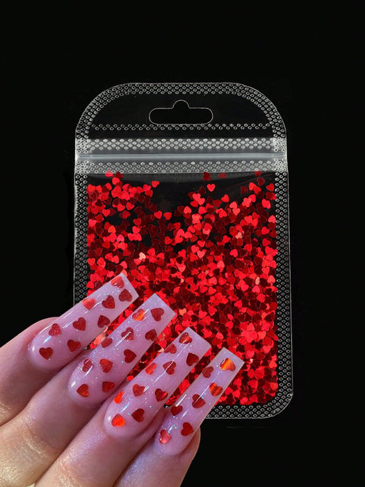 1 paquete de adornos para uñas con forma de corazón, diseño estético Y2K, con lentejuelas - Quierox - Tienda Online