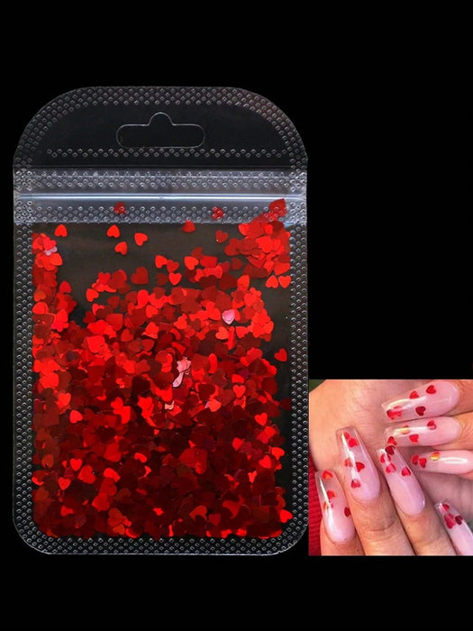 1 paquete de adornos para uñas con forma de corazón, diseño estético Y2K, con lentejuelas - Quierox - Tienda Online