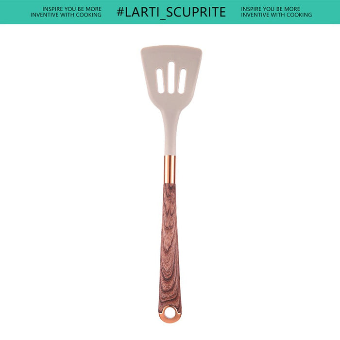 1 paquete de utensilios de cocina de silicona antiadherentes con mango chapado en oro - Quierox - Tienda Online