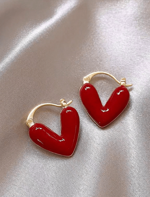 1 par de aretes con forma de corazón, joyería para mujer - Quierox - Tienda Online