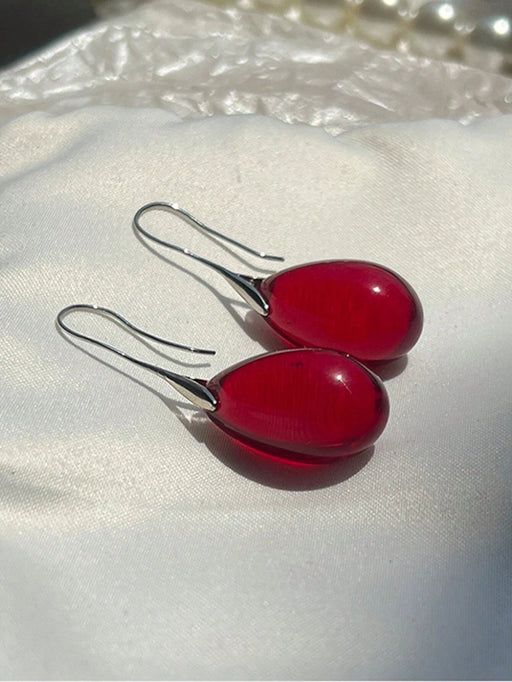 1 par de aretes con forma de gota de agua roja de fiesta para mujeres - Quierox - Tienda Online
