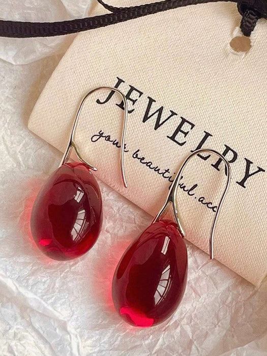 1 par de aretes con forma de gota de agua roja de fiesta para mujeres - Quierox - Tienda Online