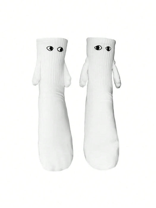 1 par de calcetines blancos magnéticos con diseño de pareja tomada de la mano - Quierox - Tienda Online