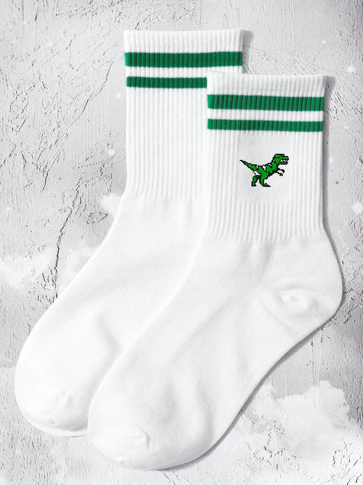 1 par de calcetines deportivos unisex de media pantorrilla con estampado de dinosaurios - Quierox - Tienda Online