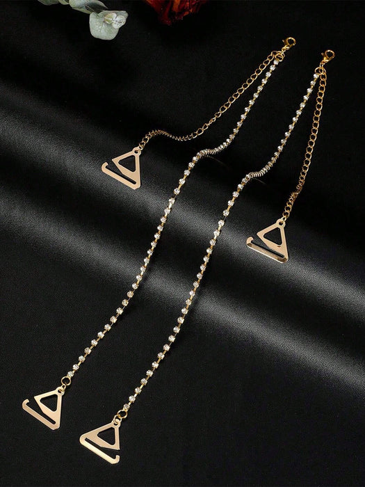 1 par de correas de sujetador antideslizantes de metal con diamantes de imitación - Quierox - Tienda Online