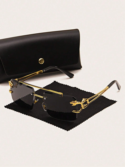 1 par de gafas de moda unisex con diseño de leopardo y borde sin montura - Quierox - Tienda Online