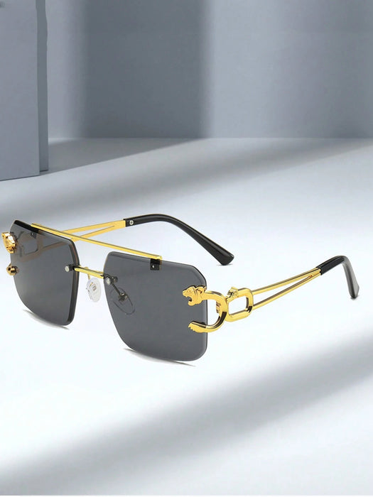 1 par de gafas de moda unisex con diseño de leopardo y borde sin montura - Quierox - Tienda Online