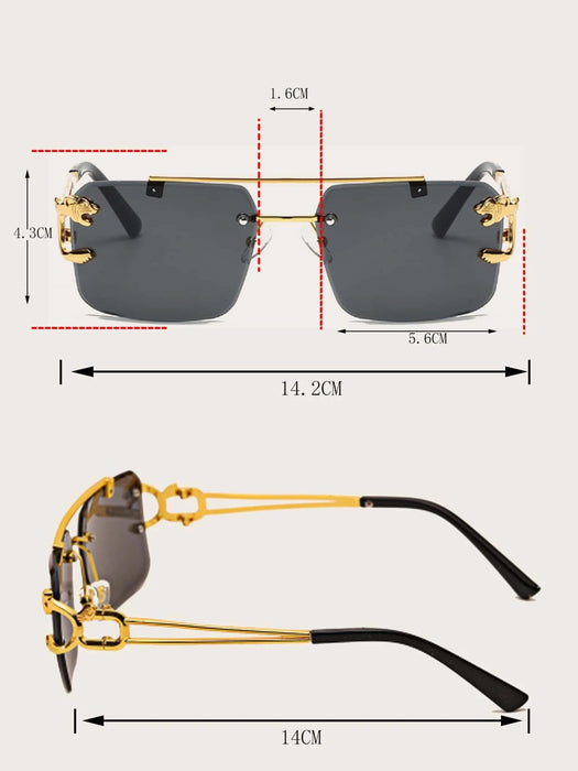 1 par de gafas de moda unisex con diseño de leopardo y borde sin montura - Quierox - Tienda Online