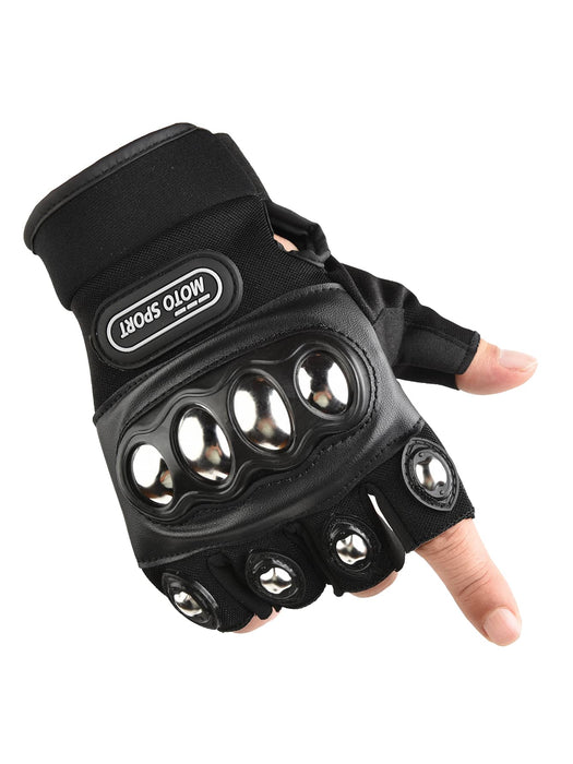 1 Par De Guantes De Moto De Medio Dedo Sin Dedos Con Carcasa De Mano - Quierox - Tienda Online