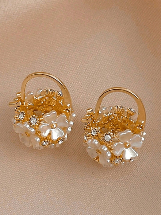 1 par de lindos pendientes de bola de cristal con diseño floral - Quierox - Tienda Online