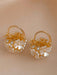 1 par de lindos pendientes de bola de cristal con diseño floral - Quierox - Tienda Online
