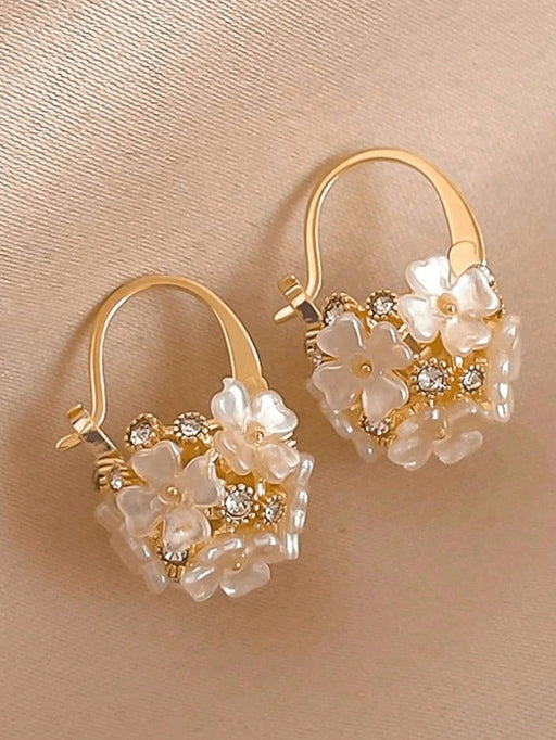 1 par de lindos pendientes de bola de cristal con diseño floral - Quierox - Tienda Online