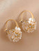 1 par de lindos pendientes de bola de cristal con diseño floral - Quierox - Tienda Online