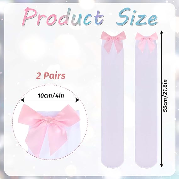 1 Par de Medias Altas Con Lazo Para Niñas Elásticas Y Modernas - Quierox - Tienda Online