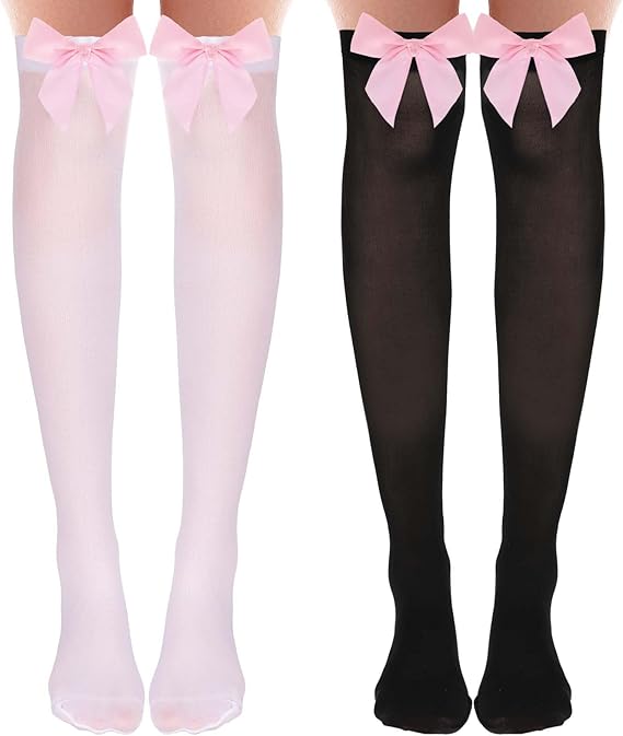 1 Par de Medias Altas Con Lazo Para Niñas Elásticas Y Modernas - Quierox - Tienda Online