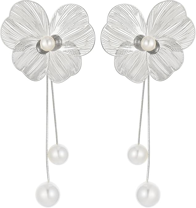1 par de pendientes de borla de perlas en capas con forma de pétalo, modernos y elegantes - Quierox - Tienda Online