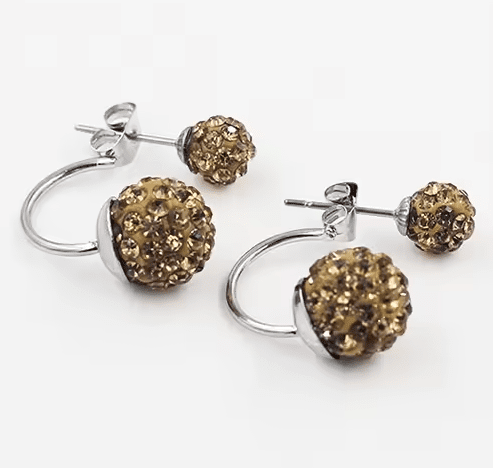 1 par de Pendientes de tuerca de acero inoxidable para mujer, Pendientes de tuerca de doble bola - Quierox - Tienda Online