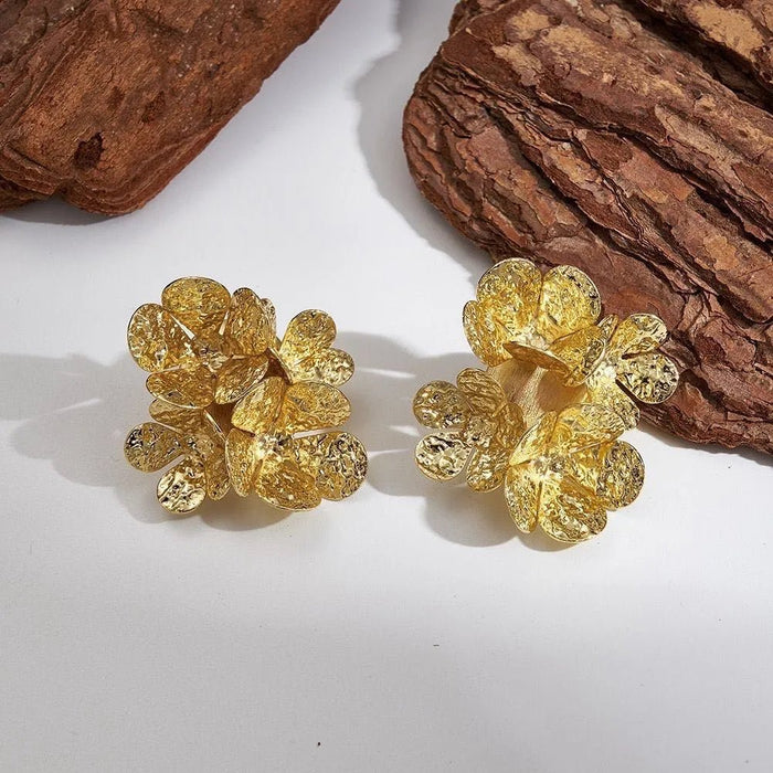 1 Par de Pendientes Elegante Geométricos de Flor Plisado - Quierox - Tienda Online
