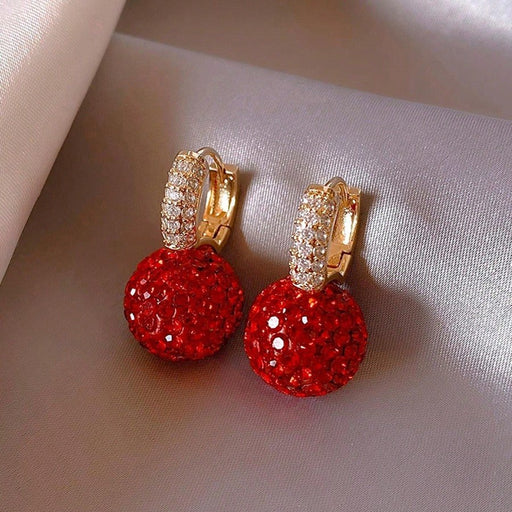 1 par de pendientes elegantes y minimalistas con decoración de strass rojos, adecuados para mujeres - Quierox - Tienda Online