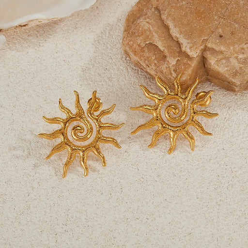 1 Par de pendientes estilo Casual con forma de Sol en espiral de Acero Inoxidable - Quierox - Tienda Online