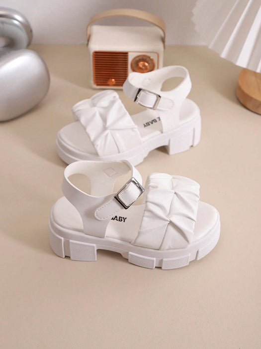 1 par de sandalias para niñas para exteriores, de diseño de suela gruesa de unicolor - Quierox - Tienda Online