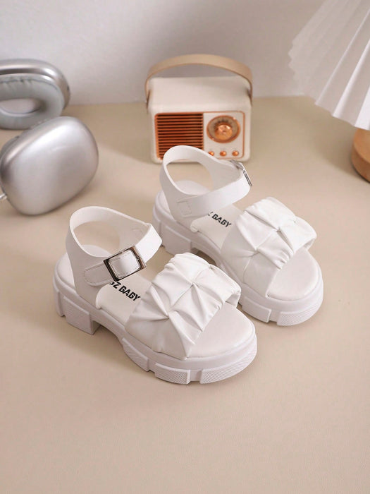1 par de sandalias para niñas para exteriores, de diseño de suela gruesa de unicolor - Quierox - Tienda Online