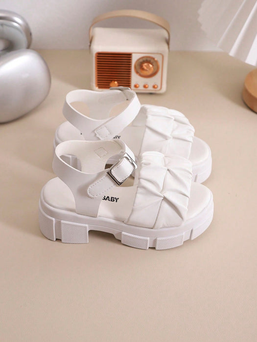 1 par de sandalias para niñas para exteriores, de diseño de suela gruesa de unicolor - Quierox - Tienda Online