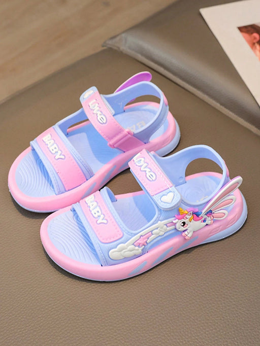 1 par de sandalias planas con decoración de unicornio lindas y de moda para niñas - Quierox - Tienda Online