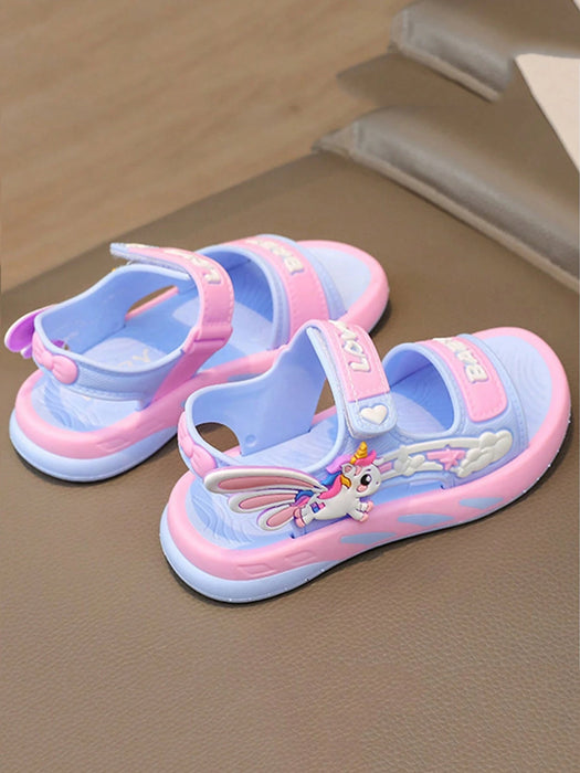 1 par de sandalias planas con decoración de unicornio lindas y de moda para niñas - Quierox - Tienda Online