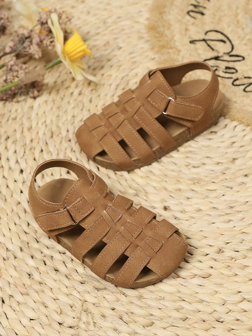 1 par de sandalias planas unisex para niños, tejidas, antideslizantes, cómodas e informales - Quierox - Tienda Online