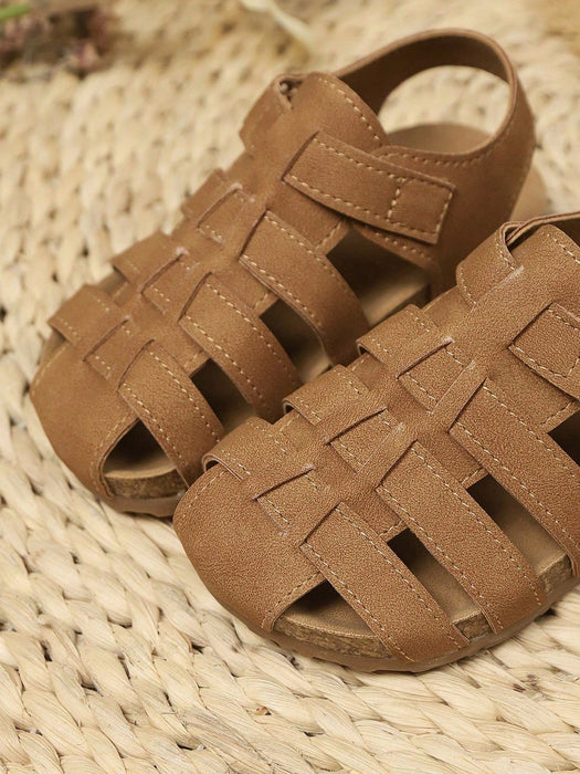 1 par de sandalias planas unisex para niños, tejidas, antideslizantes, cómodas e informales - Quierox - Tienda Online
