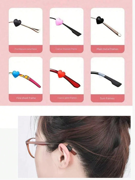 1 par de sujetadores de silicona con forma de corazón lindos para gafas - Quierox - Tienda Online