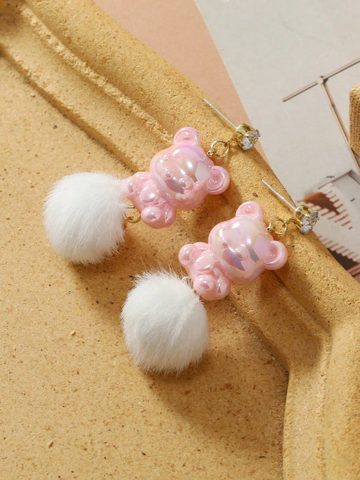 1 Par Lindos Aretes Colgantes Con Osos De Dibujos Animados - Quierox - Tienda Online
