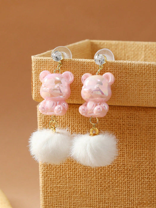 1 Par Lindos Aretes Colgantes Con Osos De Dibujos Animados - Quierox - Tienda Online