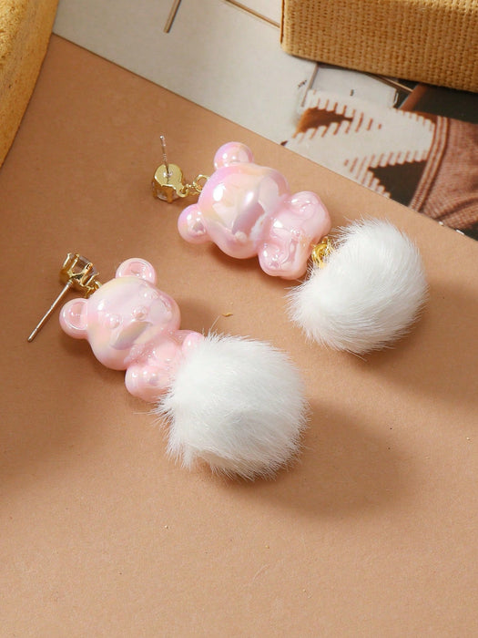 1 Par Lindos Aretes Colgantes Con Osos De Dibujos Animados - Quierox - Tienda Online