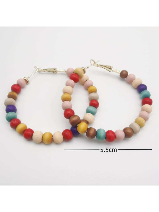 1 par Pendientes de aro de mujeres dulce con cuenta de madera - Quierox - Tienda Online