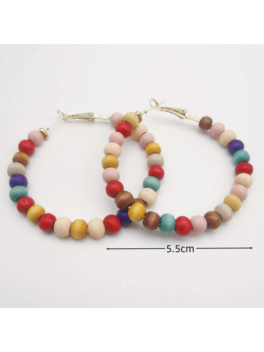 1 par Pendientes de aro de mujeres dulce con cuenta de madera - Quierox - Tienda Online